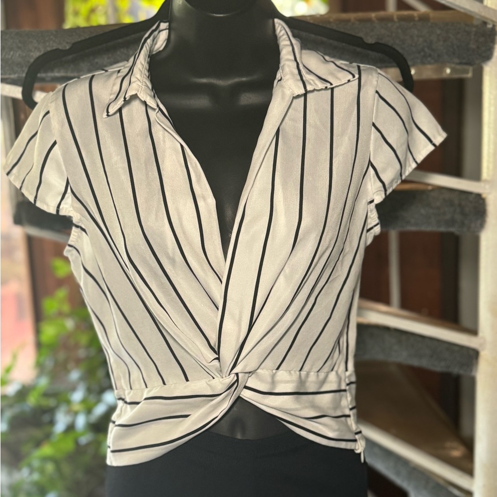 Striped Black and White Women's Top